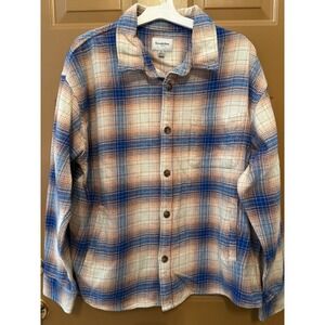 Goodfellow & Co Men's Heavyweight Blue & Orange Plaid Flannel Shirt Jacket XL